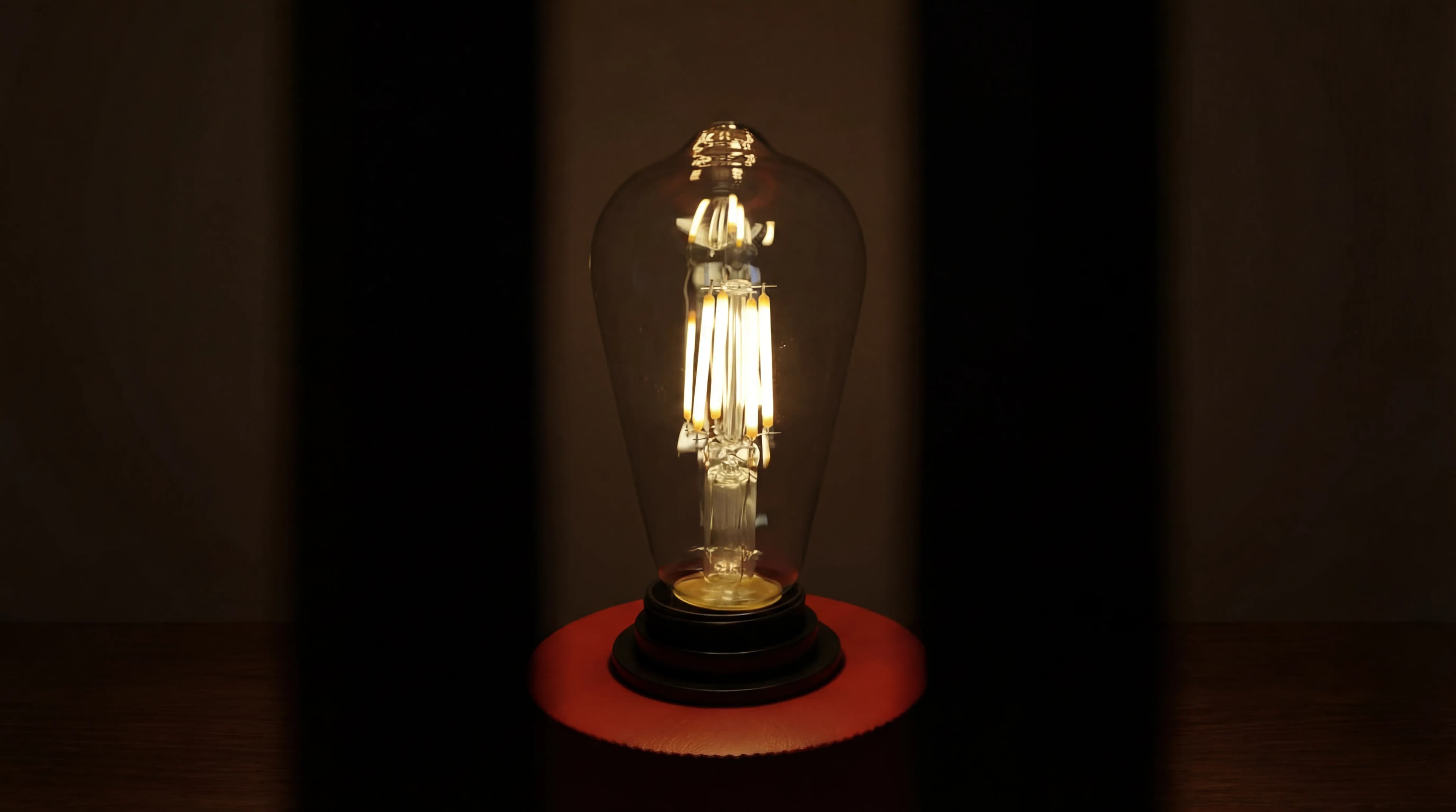 8W Edison LED bulb glowing